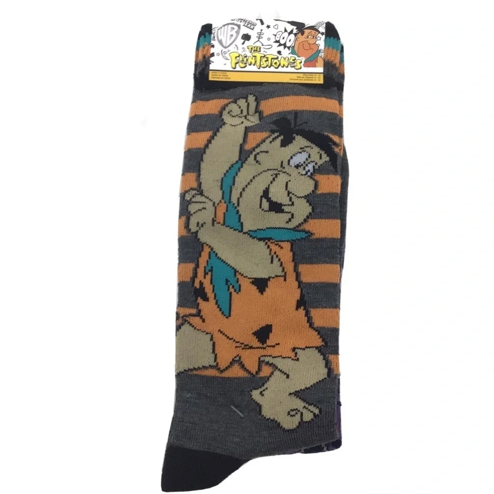 (2) Pairs The Flintstones Mens Novelty Crew Socks